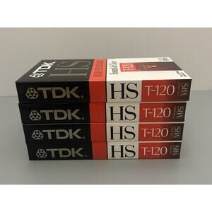 TDK Blank VHS Tapes Premium Quality HS 6 Hours T-120 NEW (Lot of 4)
